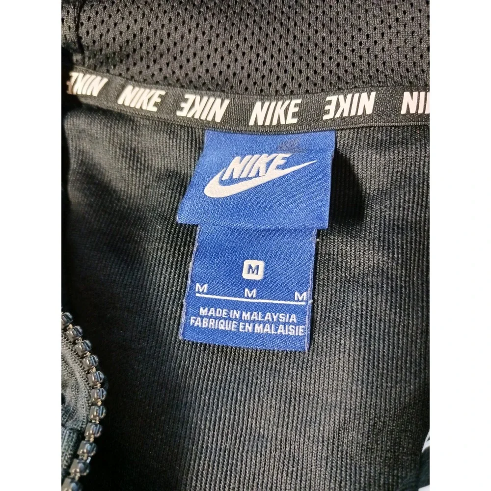 Vintage Nike Blue Tag Black Full Zip Lightweight Hoodie Jacket Size Medium